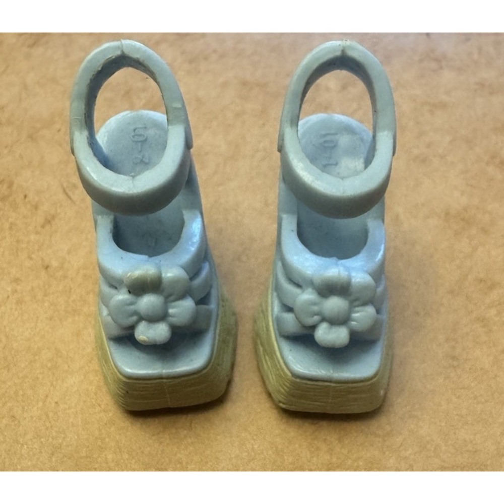 Barbie Open Toe Flower Baby Blue Platform Wedge High Heels Sandals / shoes